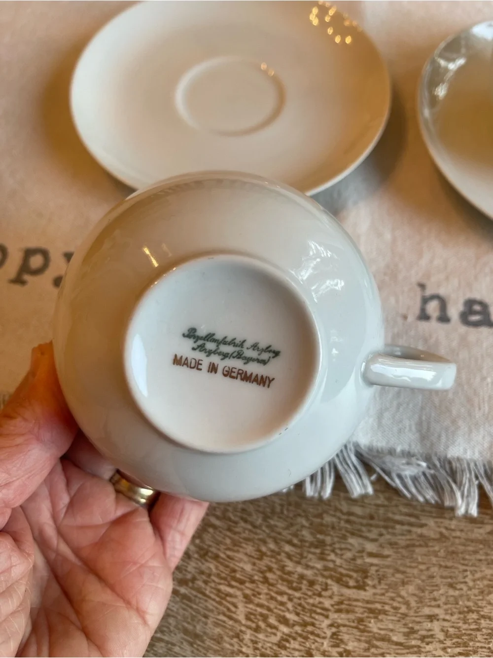 Classic White Arzberg Porcelain Tea Cup and Saucer Set - 2 German made